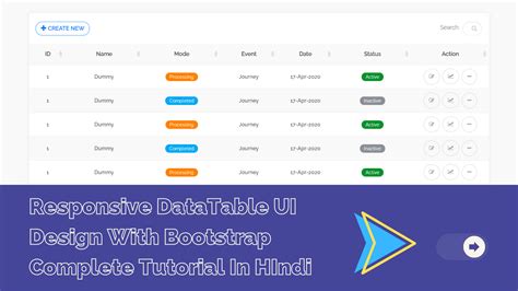 responsive datatable ui design html css bootstrap jquery