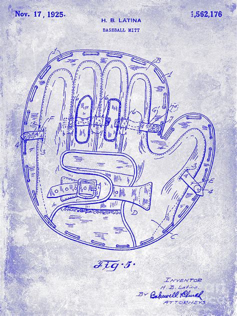 baseball glove patent blueprint photograph  jon neidert fine