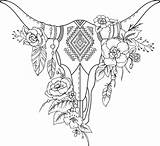 Skull Bull Indian Flowers Floral Clip Drawing Vector Print Bohemian Coloring Pages Svg Tribal Getdrawings Decorative Template sketch template
