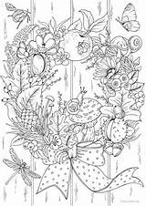 Autumn Wreath Coloring Pages Adults Adult Printable Favoreads Fall Colouring Sheets Flower Etsy Books Book Club Sold Garden Nature Detailed sketch template