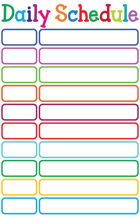 daily schedule laminated chart