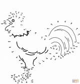 Dot Rooster Coloring Printable Pages Dots Hen Drawing Numbers Medium sketch template
