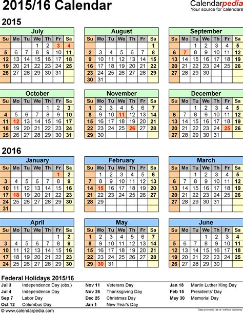 split year calendars 2015 2016 july to june pdf templates