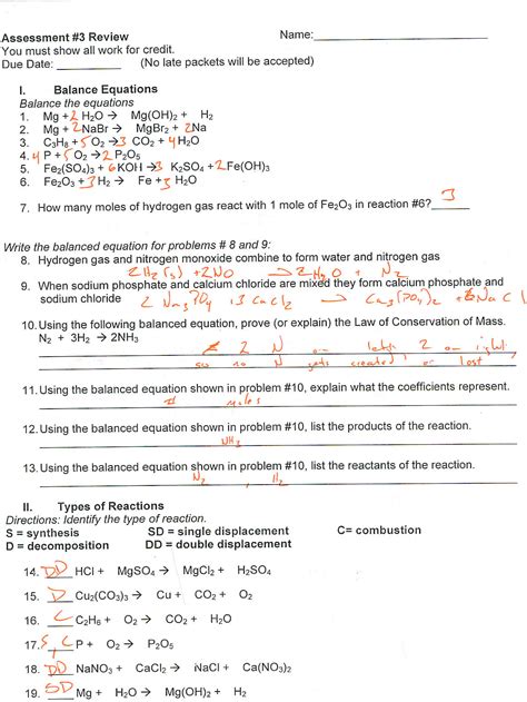 chemistry semester  review worksheet   gambrco