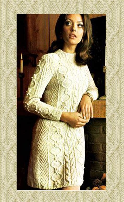 pdf vintage womens ladies dress knitting pattern aran 1960s etsy