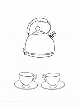 Kettle Teacups sketch template