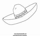 Hat Mexican Fiesta Sombrero Coloring Printable Drawing Mayo Pages Cinco Hats Template Color Pattern Clipart Printables Crafts Spanish Gif Mexico sketch template