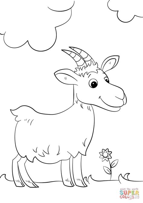 cute cartoon goat coloring page  printable coloring pages
