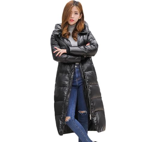 buy womens warm hooded duck  coats  long women winter  jacket