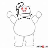 Puft Stay Marshmallow Man Ghostbusters Draw Step Drawing Cartoons Various Cartoon sketch template