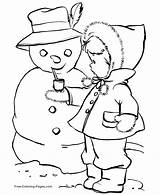 Coloring Winter Pages Snowman Print sketch template
