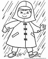 Coloring Spring Raincoat Kids sketch template