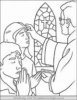 Coloring Ash Wednesday Lent Children Ashes Receiving Forehead During Their sketch template