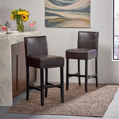 lopez   brown leather bar stools  christopher knight home set