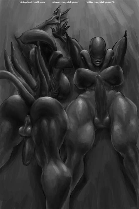 Rule 34 Alien Alien Franchise Dickgirl Futanari Intersex Monochrome