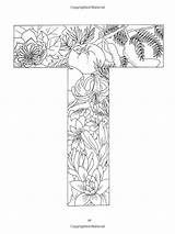 Coloring Floral Alphabet Pages Adults Colouring Adult Letters Drawing sketch template