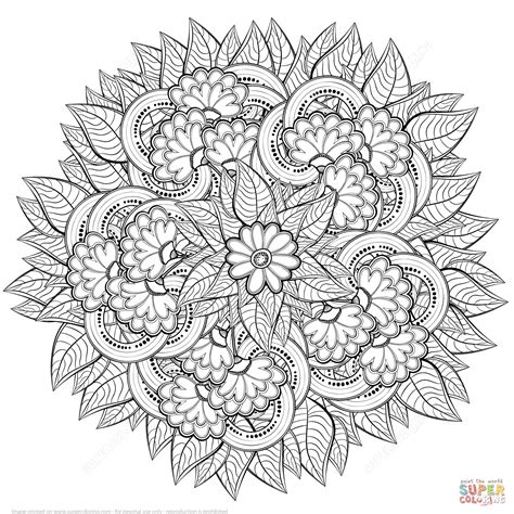 abstract flowers zentangle coloring page  printable coloring pages
