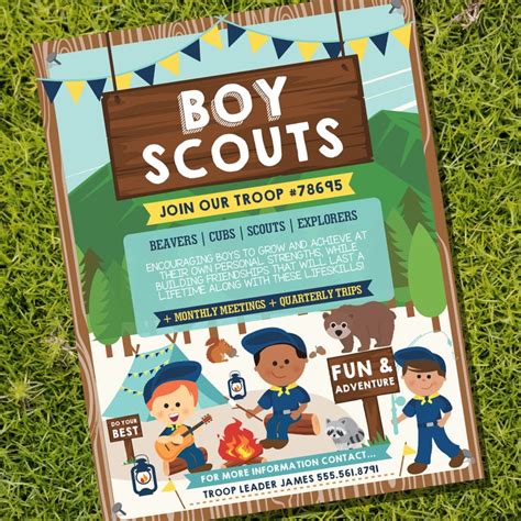 boy scouts recruitment flyer printable boy scouts etsy