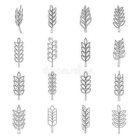 ear corn icons set outline style stock vector illustration  bread