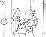 Yesus Cerita Alkitab Minggu Sekolah Simeon Hana Bait Bayi Tuhan Maria Yusuf Ceria Bertemu Dibawa Membawa sketch template