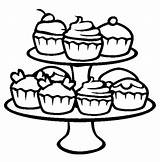 Coloring Pages Cupcake Cupcakes Party Racks Netart Color sketch template