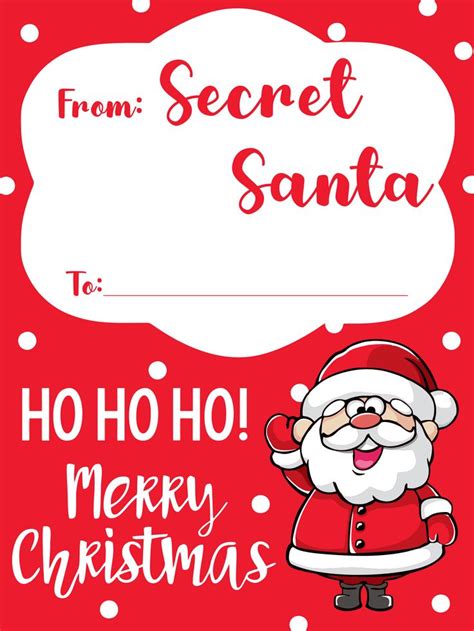 secret santa gift tags printable  gift tags printable tags