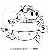 Robbing Bank Devil Coloring Clipart Cartoon Outlined Vector Cory Thoman Regarding Notes sketch template