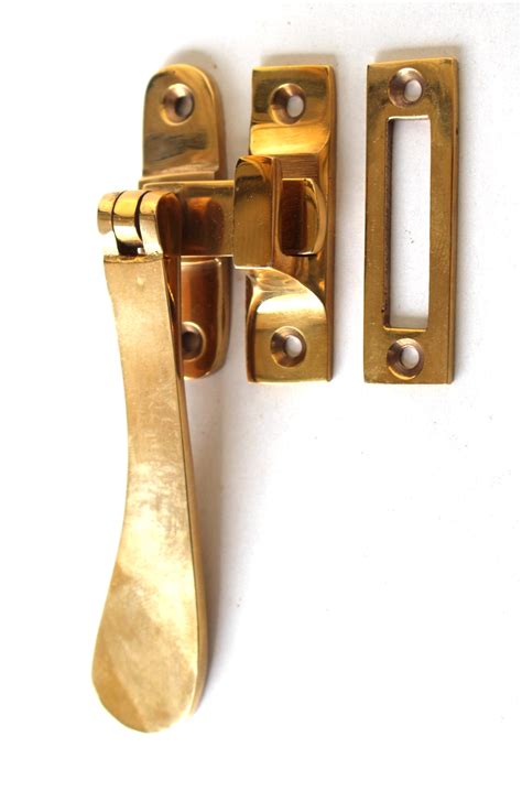 brass window casement lock latch set  flat handle  kings bay