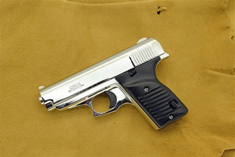 lorcin model  semi auto pistol nickel plated caliber  acp  sale  gunauctioncom