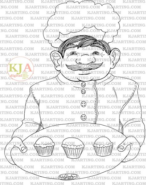 muffin man coloring page lineart printable etsy