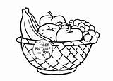 Fruit Basket Fruits Coloring Drawing Bowl Pages Kids Sketch Easy Vegetables Color Printable Clipart Apple Colouring Print Pencil Drawings Food sketch template
