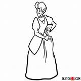 Stepmother Step Lady Tremaine Draw Drawing Wicked Cartoon Cartoons Various Characters sketch template