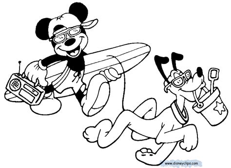 mickey pluto beach coloring gif   pixels summer pages cool drawing