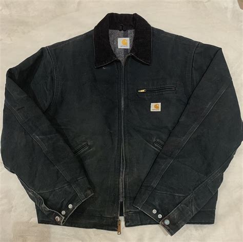 black vintage carhartt detroit jacket work thrifted mens fashion coats jackets  outerwear