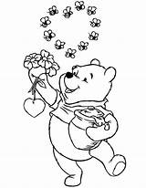 Pooh Honey Winnie Coloring Bear Pages Jar Holding Flowers Pot Christmas Coloringsky Color Print Getcolorings sketch template