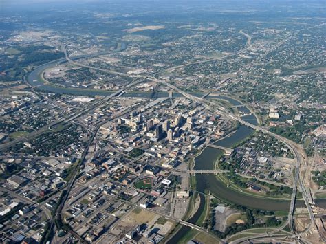 aerial view  downtown dayton ohio image  stock photo public