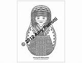 Hmong Coloring Pages Matryoshka Nesting Sheet Printable  Girl sketch template