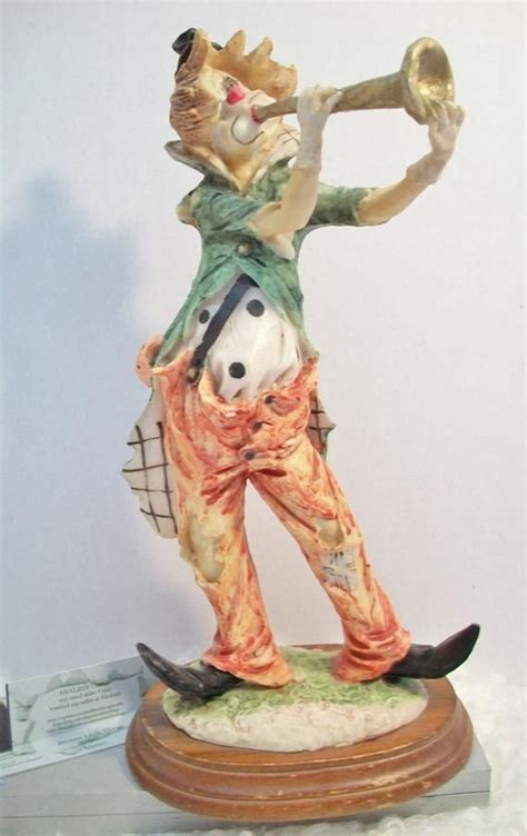 vintage hobo clown playing horn statuette figurine retro