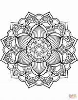 Coloring Mandala Pages Flower Printable Drawing sketch template