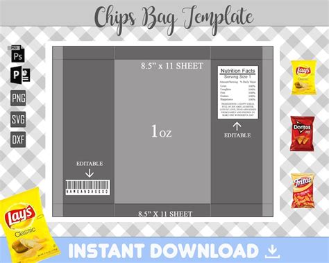 chip bag template blank template psd png svgdxfpower etsy