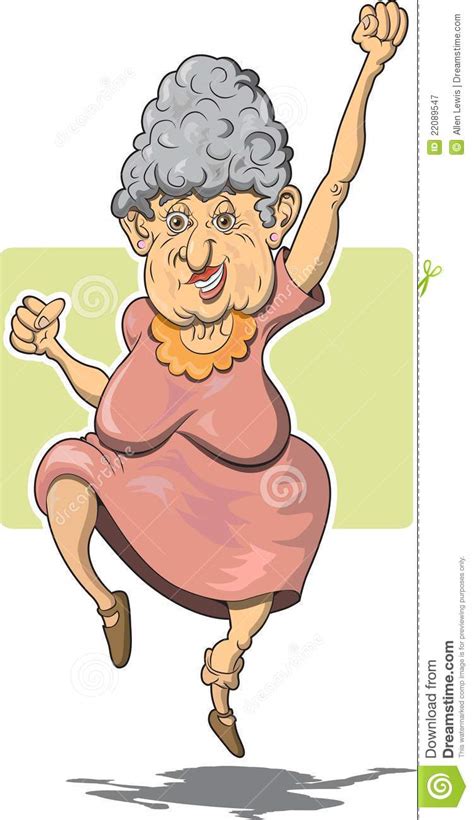 Elderly Woman Leaping For Joy Cartoon Vector