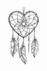Heart Coloring Dream Catcher Dreamcatcher Drawing Adults Tattoo Boho Drawn Hand Illustration Pages Simple Print Poster Drawings Thorns Sketch Vector sketch template