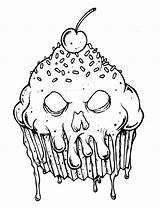 Coloring Pages Scary Evil Cupcake Horror Monster Halloween Drawings Drawing Adult Adults Creepy Spooky Tattoos Printable Book Skull Pokemon Color sketch template