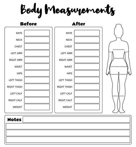 printable body measurement chart  weight loss