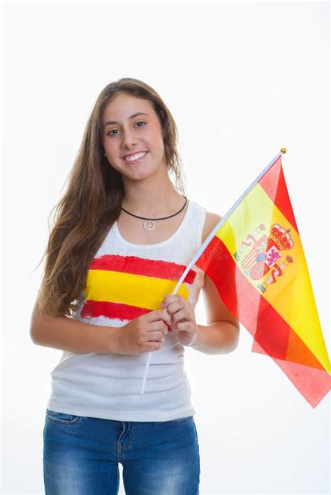 person  spanish flag stock photo image  waving