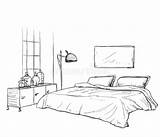 Slaapkamer Schets Binnenlandse Moderne sketch template