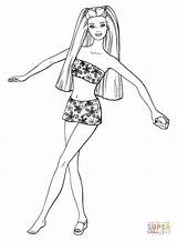 Barbie Coloring Pages Swimsuit Printable Paper Drawing sketch template