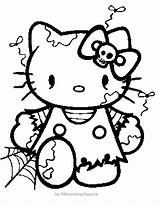 Coloring Halloween Pages Hello Kitty Au sketch template