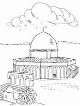 Aqsa Masjid Mewarnai Ramadan Islamic Palestine Jerusalem sketch template