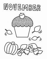 November Coloring Pages Cupcake Color Kids Printable Cute Sheets Bestcoloringpagesforkids Print Children Fall Thanks Give Netart sketch template
